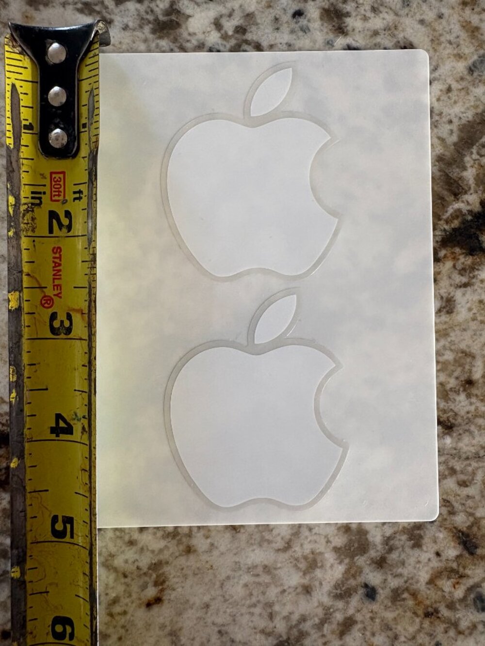 2 Apple Logo Stickers Decals - Color White